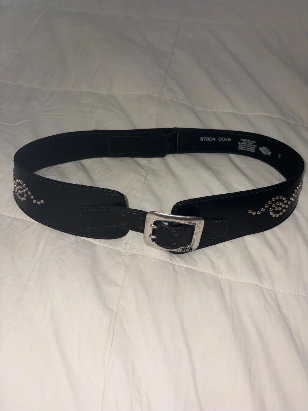 Harley Davidson Vintage 2000 Genuine Leather Logo Embroidered Contour Belt